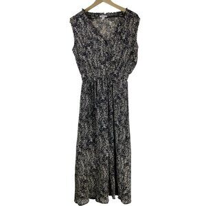 Evereve Sleeveless Accordion Pleat Maxi Dress Women's Medium Henley Abstract